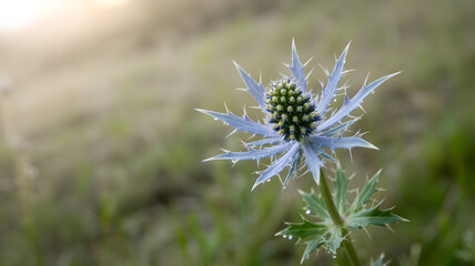 Close-up of a Blue Thistle Flower