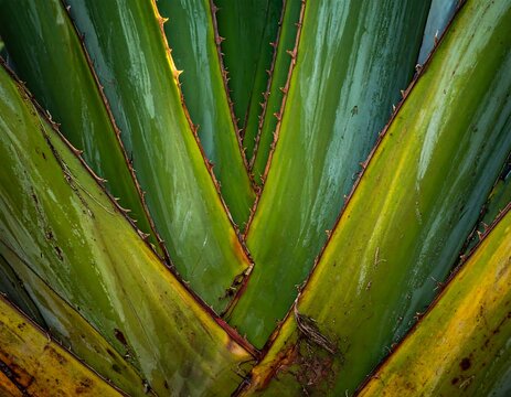 Close-up view of a plant's spiky leaves - Powered by Adobe