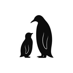 Penguin parent and chick silhouette