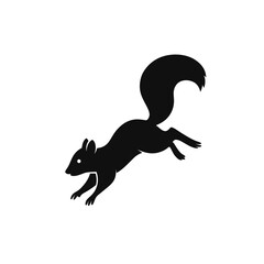 Squirrel jumping forward silhouette