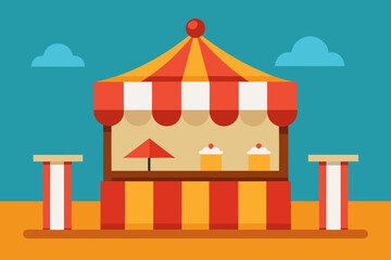 Obraz premium Cartoon carnival food stalls vector illustration