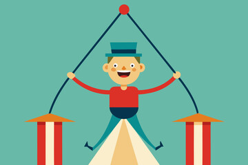 Cartoon trapeze swing show vector illustration
