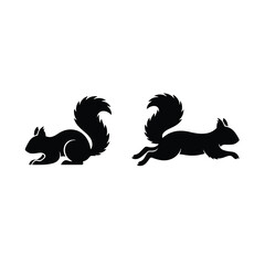 Two squirrel silhouettes set