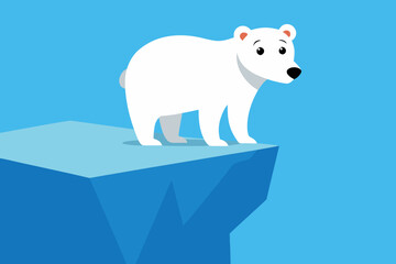 Cartoon polar bear ice cliff vector illustration
