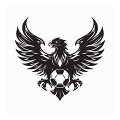 Obraz premium Eagle Holding Soccer Ball Vector for Soccer Team Mascot Logo vector