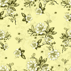 Fototapeta premium Floral Seamless Pattern Design, Repeatable Textile Fabric Print
