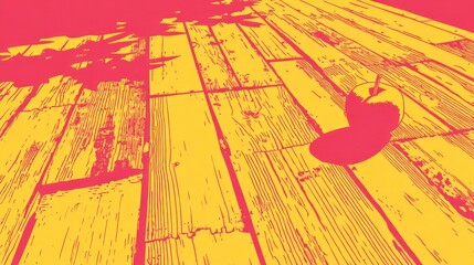 Wooden floor with apple