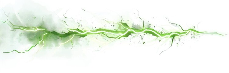 Abstract image of a bright green energy bolt or lightning strike on a white background.  The energy appears to crackle and spread across the image, creating a dynamic and powerful effect