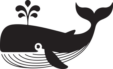 Obraz premium Black silhouette of a whale on a white background, minimal design