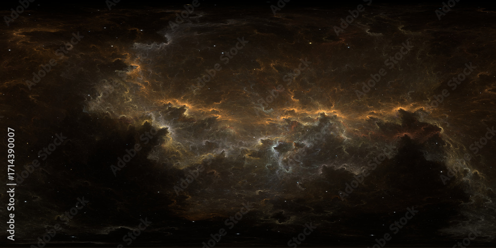 Wall mural 360 degree space nebula. giant interstellar cloud with stars, equirectangular projection, environmen