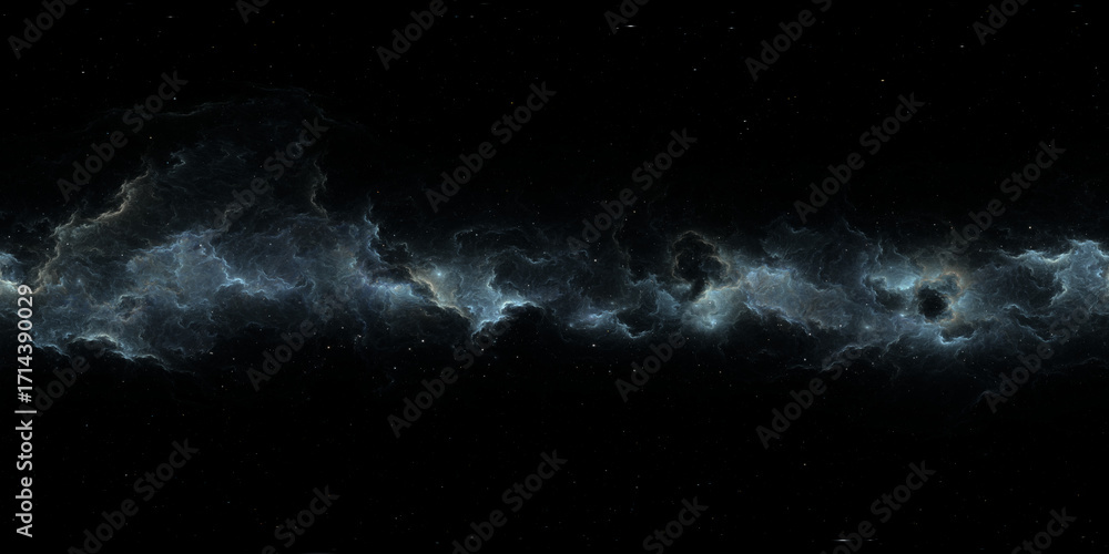 Wall mural 360 degree space nebula. giant interstellar cloud with stars, equirectangular projection, environmen