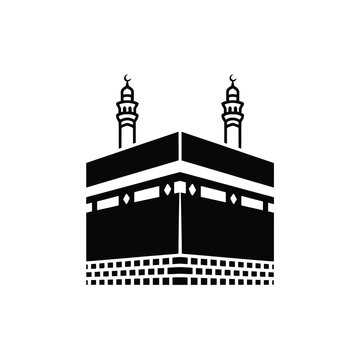 black kaaba building with two minarets clip art preview