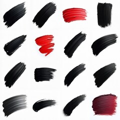 Collection of paint strokes against a white backdrop.