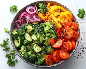 Colorful vegetable salad in a bowl