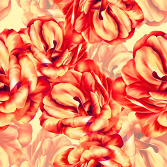 Abstract Bold Floral Seamless Pattern Design, Repeatable Textile Fabric Print, Multicolor Allover Floral Design