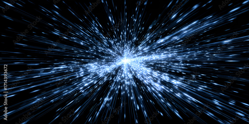 Poster motion blur blue digital explosion creating tunnel light speed effect
