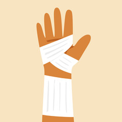 Fototapeta premium injured hand getting bandage