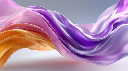 Soft flowing fabric in shades of violet and peach creates serene and elegant atmosphere, evoking sense of calm and beauty