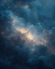 Obraz premium Celestial Stairway to the Heavens - A Dreamlike, Digital Artwork.