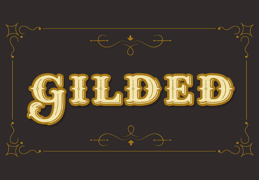 Gold Ornamental Frame 20s Font Retro Decorative Text Effect