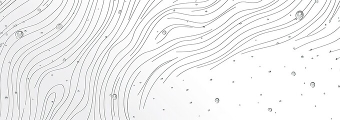 Abstract image featuring flowing, wavy lines on a white background, interspersed with small, scattered bubbles.  The lines create a sense of movement and fluidity