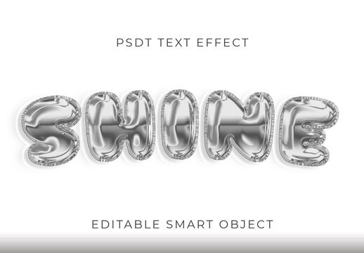 Silver Metallic Mylar Balloon Text Effect Inflated Shiny Party Font