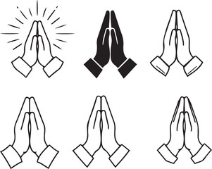Prayer and Respect Icon – Namaste Emoji, Folded Hands Thank You Sign Vector