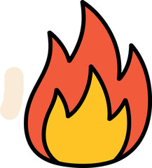 Fiery cartoon flame icon energetic symbol isolated illustration vector