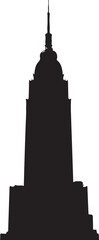  black silhouette of classic skyscraper on white background, vector