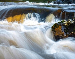 Flowing river rapids