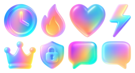 Colorful gradient 3D icons