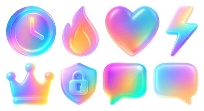 Colorful gradient 3D icons - Powered by Adobe