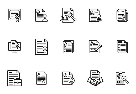 Black And White Business Registration Icons Set