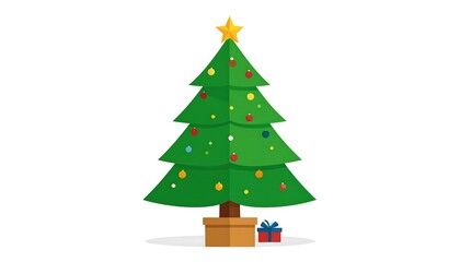 Fototapeta premium Christmas tree with ornaments and a gift