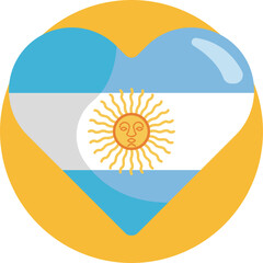 A heart-shaped design featuring the blue, white, and sun emblem of Argentina’s national flag.