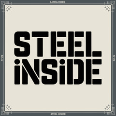 Bold industrial steel inside text typography bold font strong heavy block letters modern industrial design graphic element vector
