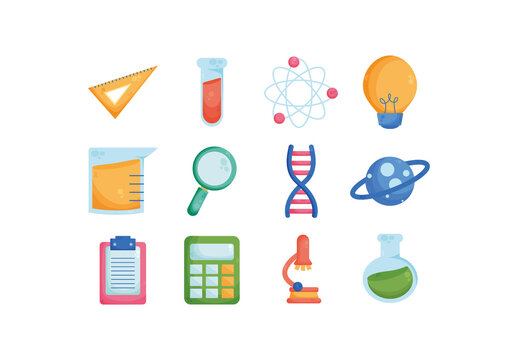 Colorful Science Icons Set