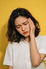 Fototapeta premium portrait of a young woman with headache