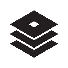 Stacked Black Geometric Shapes Diamond, Chevron Arrows, Layered Icon