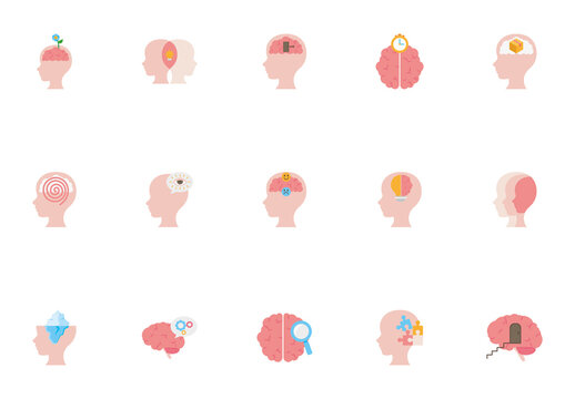 Colorful subconscious Mind Icons Set