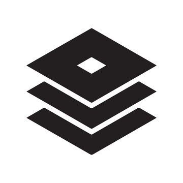 Stacked Black Geometric Shapes Diamond, Chevron Arrows, Layered Icon