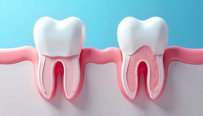 Detailed 3D dental anatomy model showcasing healthy tooth structure and root canals for education