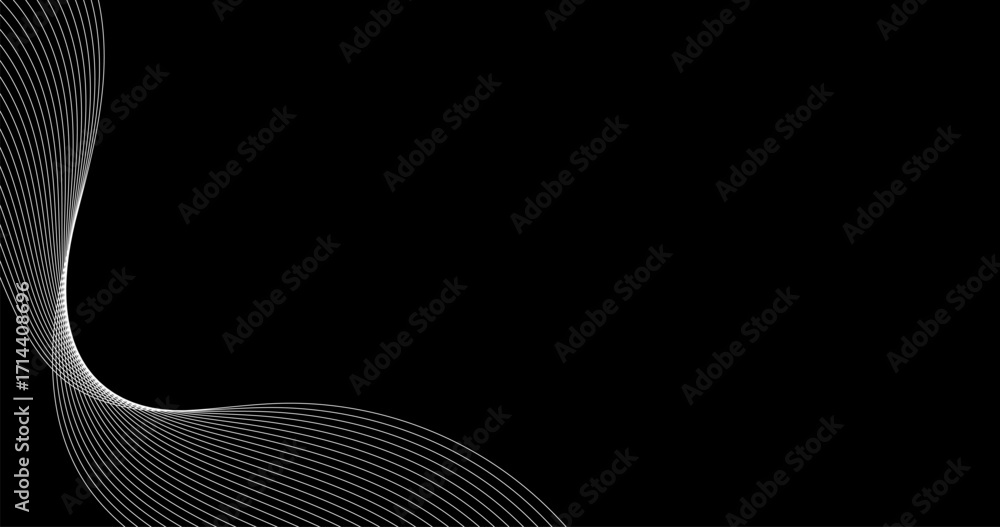 Aufkleber abstract wavy lines on black copy space background for element design