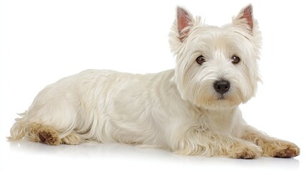 West Highland Terrier sitting with alert gaze, embodying playful charm and loyalty
