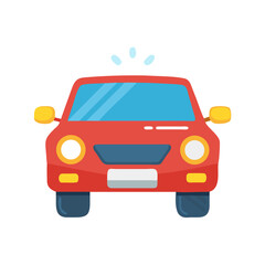 Modern Red Car with Headlights Colored Icon