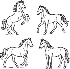 Obraz premium line art horses