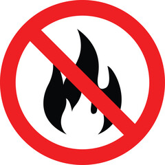 No open flame sign isolated on white background