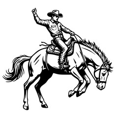 Rodeo cowboy riding a bucking horse, western svg, cowboy svg, rodeo sport svg, horse riding svg