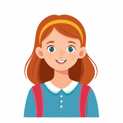 Obraz premium Portrait of a Happy Schoolgirl with Freckles and Red Hair