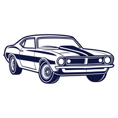 Sleek Muscle Car Illustration Automotive Art with Bold Lines and Classic Design for Posters and Merchandise